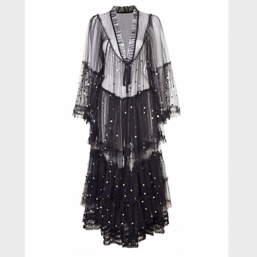 NWT Agent Provocateur Roanne Long Black Gown L - Picture 3 of 6